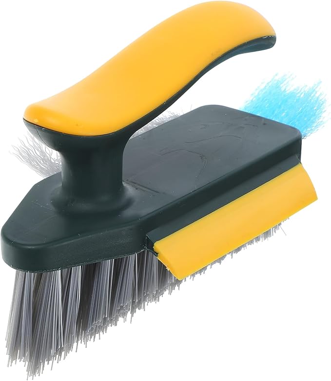 Crevice Cleaning Brush for Small Spaces with Long Handle, Soft Bristle Bathroom Scrub Brush for Corner and Gap Cleaning, Yellow-Green