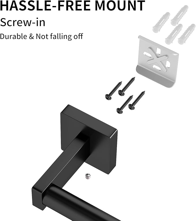 MKO Towel Bar for Bathroom, 24" Hand Towel Holder Rod with Metal, Black Towel Racks for Bathroom Hanger Wall Mounted for Home Essentials, 2 Pack