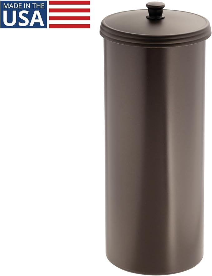 iDesign Freestanding Bathroom Toilet Paper Storage Holder with Lid for 3 Extra Rolls,Bronze,(Pack of 4)