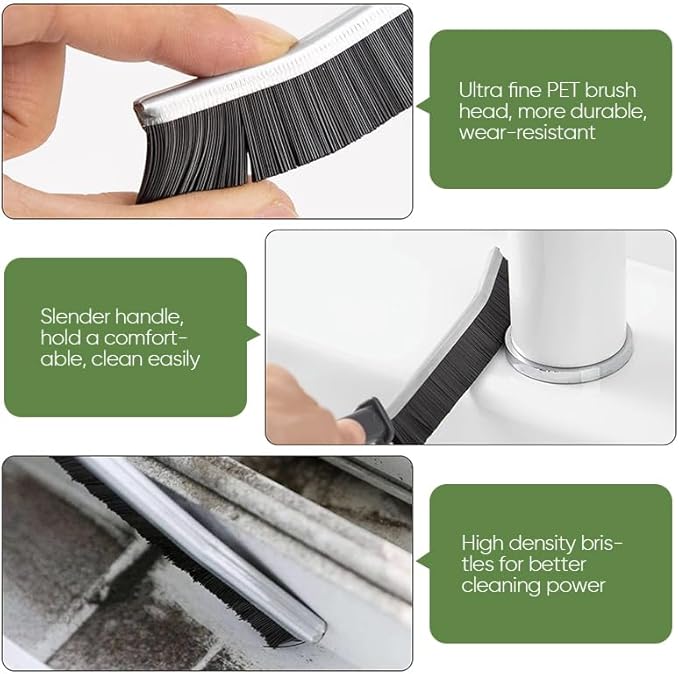 COLLECTALE Hard-Bristled Crevice Cleaning Brush, Stiff Bristle Cleaning Brush Set for Tough Grime – Multi-Surface Scrubber for Bathroom, Kitchen, Tile Grout and Hard-to-Reach Crevices (4PCS)