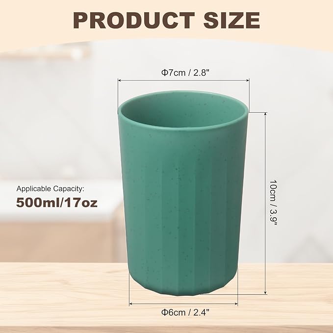 uxcell 1 Pcs Simple Toothbrush Cup, 2.8 x 2.8 x 3.9 Inch Bathroom Tumbler Reusable Plastic Cup Set for Storing Toothpaste Toothbrushes Combs Water Beverages, Dark Green