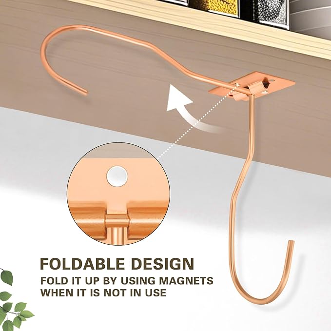 Banana Hanger Hook – Space Saving Banana Holder Hanger to Keep Bananas Fresh, Self Adhesive and Screw Banana Hook 4Pack Rose Gold