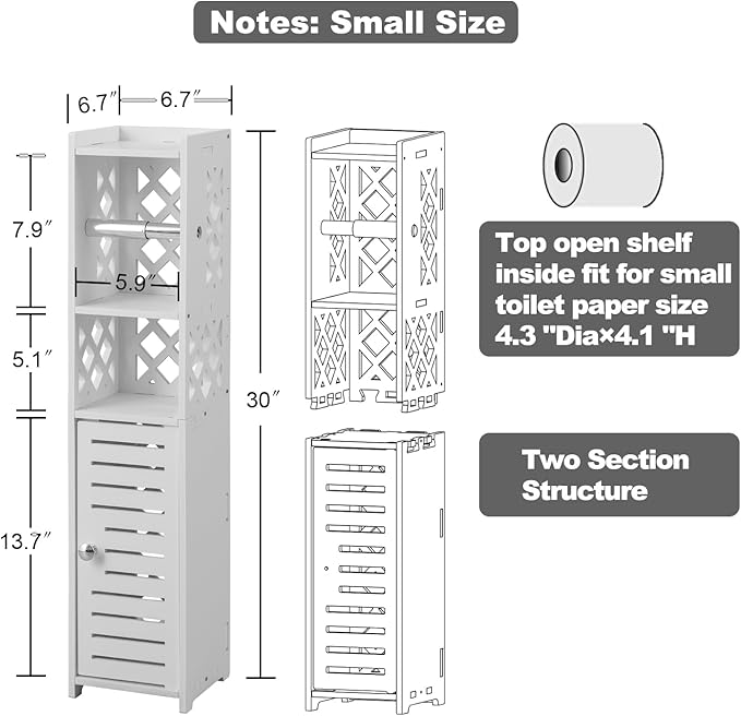 Toilet Paper Storage: Toilet Paper Holder Stand with Roller for Small Space,White