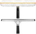Professional Window Cleaning Squeegee Kit- 14" Squeegee & Microfiber Rotatable Window Scrubber,All-Purpose Tile Shower Walls Window Glass Car Windshield Mirrors,Reusable Microfiber Sleeve