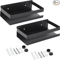 Lallisa 2 Pieces Stainless Steel Shelf Bathroom Shower Floating Shelves Wall Mounted Shower Caddy Basket Shelf Storage Organizer Shelves for Bathroom, Kitchen, Living Room (7.87 Inches/ 20 cm,Black)
