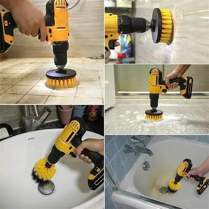 3pcs Power Scrubber Brush Set for Bathroom Drillbrushes Cordless Attachment Kit Power Toilet Brush Electric Cleaning Brush