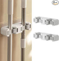 Broom Holder Wall Mount Mop and Command Broom Hanger Organizer Wall Mount Self Adhesive (2 Double clip)