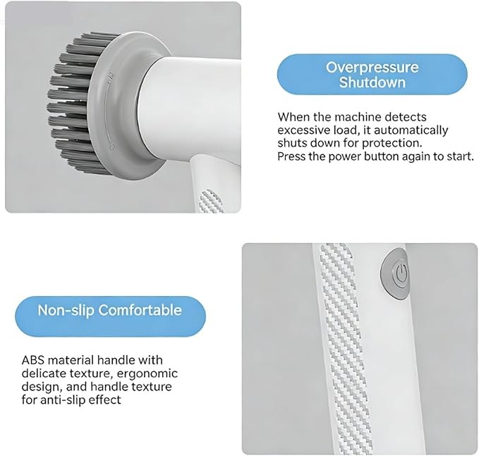 Rechargeable Electric Cleaning Brush with 4 Replacement Heads Portable Power Scrubber for Home Kitchen Bathroom Deep Cleaning