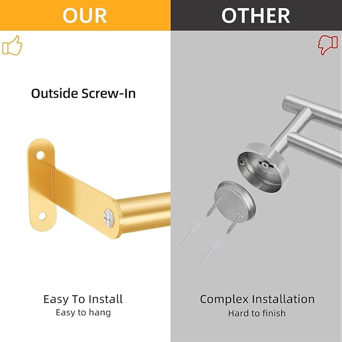 Bath Towel Bars, MKO Gold Towel Bar Towel Holder, Heavy Duty Towel Racks for Bathroom Wall, 16 Inch Single Towel Rods