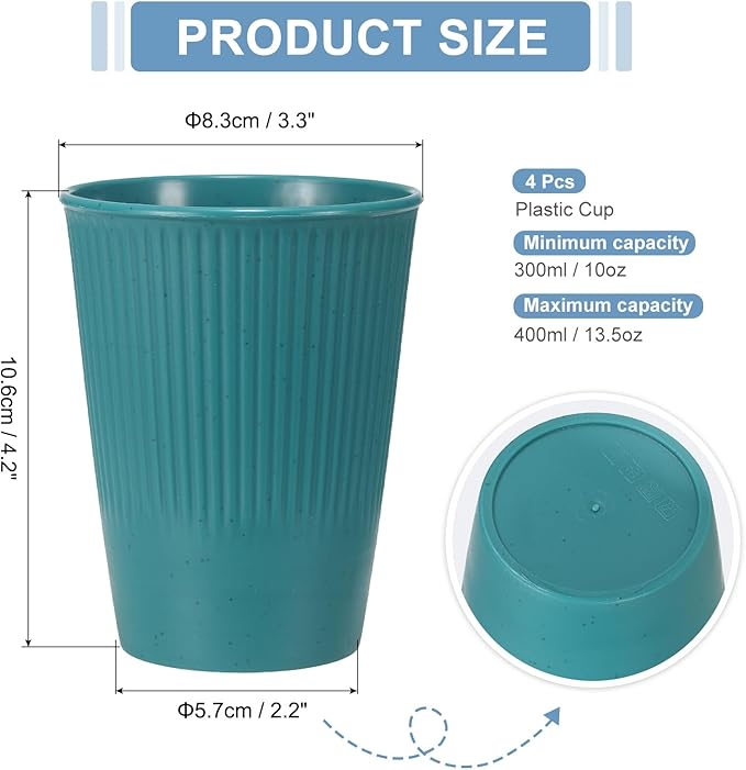 uxcell 4 Pcs Simple Toothbrush Cup, 3.3 x 3.3 x 4.2 Dishwasher Safe Bathroom Tumbler Reusable Plastic Cup Set for Storing Toothpaste Combs, Dark Green