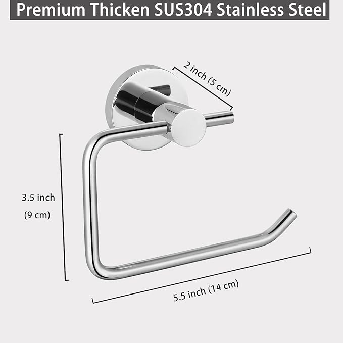 Toilet Paper Holder, Premium 304 Stainless Steel Paper Towel Holder, Toilet Paper Roll Dispenser Bathroom 5.5" TP Holder for Kitchen Washroom (Chrome)