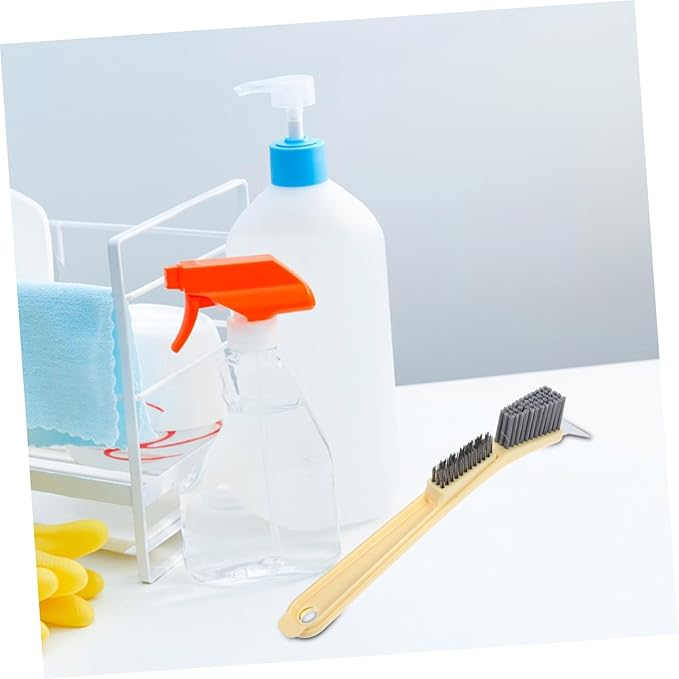 GALPADA Steel Wire Brush Set for Kitchen and Bathroom Cleaning Small Handheld Grout Brush with Scraper for Deep Cleaning Stove Tiles and Crevices