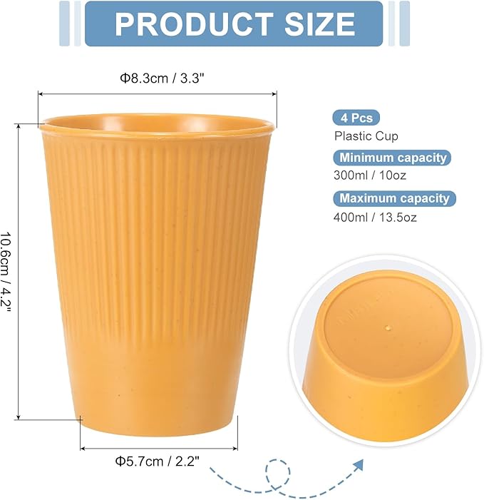 uxcell 4 Pcs Simple Toothbrush Cup, 3.3 x 3.3 x 4.2 Dishwasher Safe Bathroom Tumbler Reusable Plastic Cup Set for Storing Toothpaste Combs, Yellow