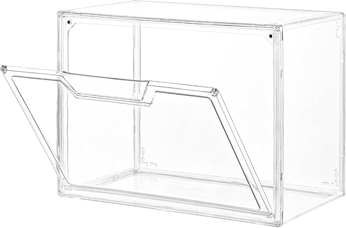 Stackable Storage Bins,Clear Acrylic Display Case, Acrylic Boxes with Lids, Stackable Storage for Handbags & Purse, Magnetic Lid Storage Bins for Home Organization-1 Pack