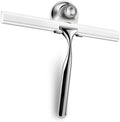 Shower Squeegee for Shower Doors, Window, Bathroom, Mirror and Car Glass, All-Purpose Cleaning Squeegee with Powerful Suction Cup Hooks Holder – Stainless Steel, 10 Inches. (Silver)