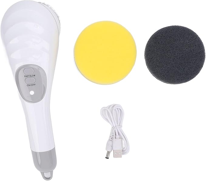 Electric Scrubber Kit - 2 Gears Handheld Cordless Brush for Kitchen & Bathroom, Ergonomic Design for Easy Use