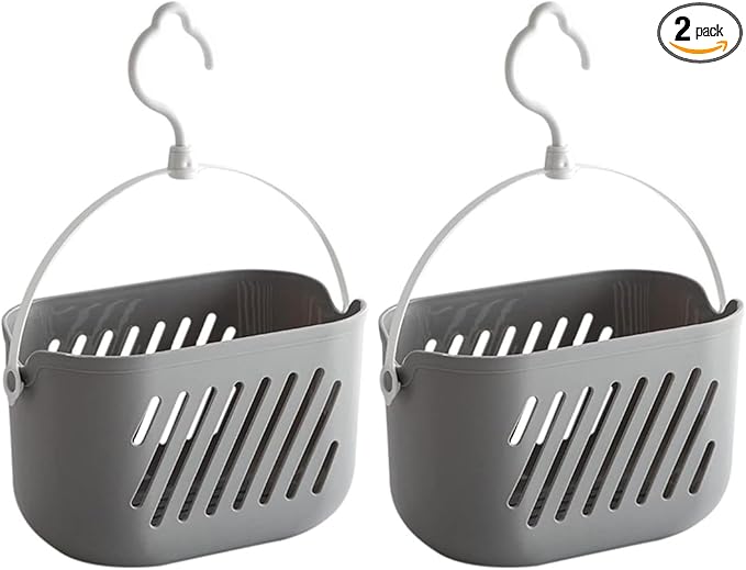 Hanging Shower Caddy, 2-Pack Hanging Basket for Bathroom & Kitchen - Space-Saving Storage Organizer for Shampoo, Loofahs, Towels, Pantry Items