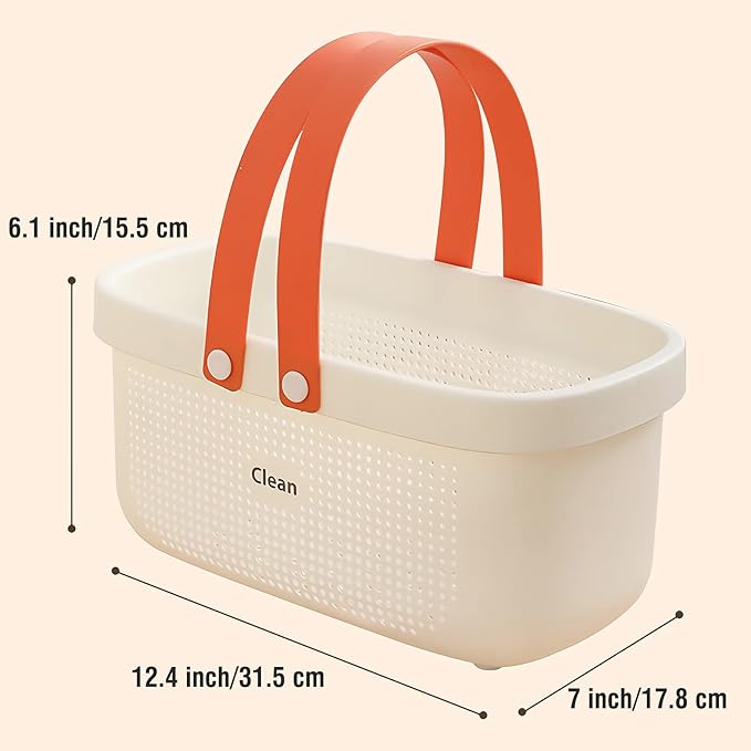 LAIGOO Large Shower Caddy Basket, Plastic Storage Bin with Handles - Shower Storage Organizer for Bathroom, College Dorm, Kitchen, Bedroom, Gym