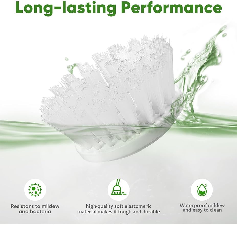 Electric Cleaning Brush Set with Replacement Heads, Handheld Power Scrubber for Kitchen, Bathroom, Shoes, Gray (White, 5 Replacement Brush Heads)