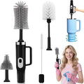 5 in 1 Electric Bottle Brush Cleaner Compatible Stanley Bottle Brush Straw Cleaner Multifunction Rechargeable IPX6 Waterproof Extra Long Design for Stanley Cup, Sports Bottle and More (Black)