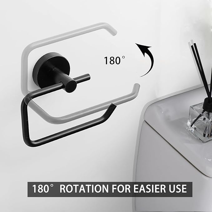 Toilet Paper Holder, Premium 304 Stainless Steel Paper Towel Holder, Toilet Paper Roll Dispenser Bathroom 5.5" TP Holder for Kitchen Washroom (Matte Black)