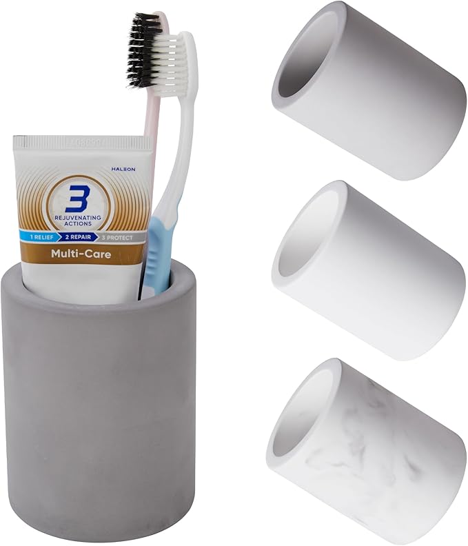 Drying Stone Toothbrush Holder, Diatomite Toothbrush Holders for Bathroom Counter, Quick Drying Electric Toothbrush and Toothpaste Holder Bathroom Organizer, Dark Grey