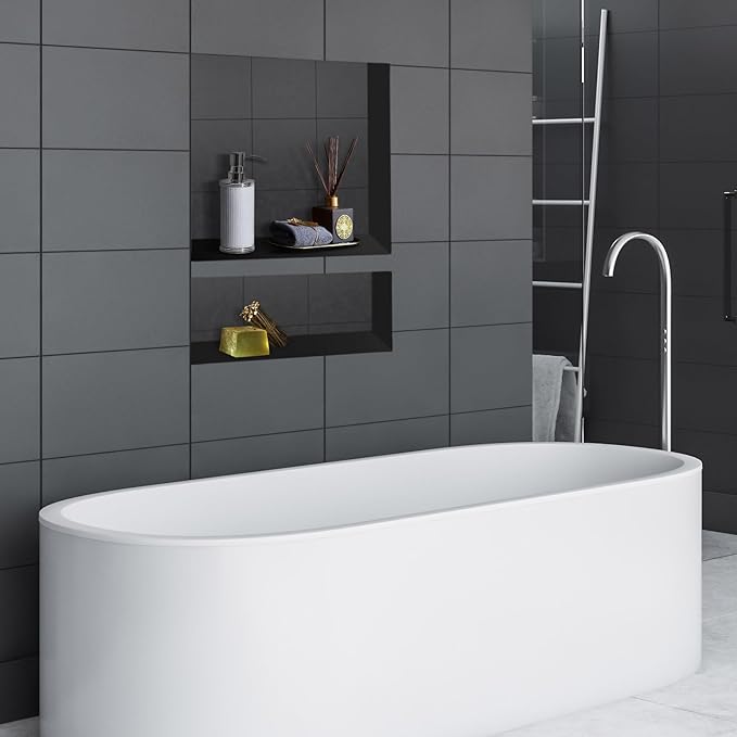 Suteck 16" x 20" Shower Niche Double Shelf -Yellow Rectangle Niche Cube, Ready for Tile Recessed Niches for Bathroom, Niche Shower Storage