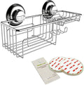 Gecko-Loc Large Combo suction cup wall mount bathroom shower caddy - shampoo storage basket shelf organizer caddie bath shelves - Silver