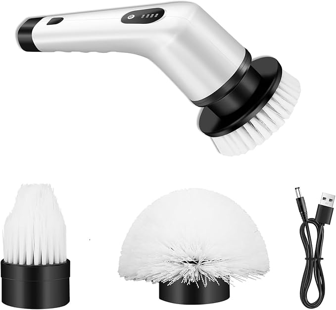 Electric Spin Scrubber Bathroom, Electric Cleaning Brush3 Adjustable Speeds, Power Scrubber with 3 Replaceable Brush Heads, Cordless Spin Scrubber for Shower, Floor, Tile