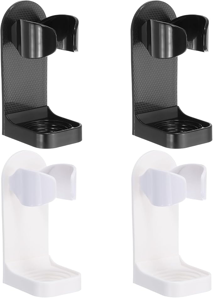 uxcell 4Pcs Electric Toothbrush Holder, Adjustable Wall Mounted Plastic Toothbrush Organizer Adhesive Storage Organizer Stand for Bathroom Tooth Brush Toothpaste Storage, Black/White