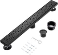 24 Inch Linear Shower Drain, Matte Black Shower Drain,Removable Grate, 304 Stainless Steel, Easy to Install and Clean for Bathrooms (Drain Base Not Included), LSD-19A-24B