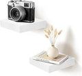 Floating Wall Shelves 6.8x6.8x1.7 Inch – Solid Wood Square Shelves in White Finish – Rustic Mini Display Shelves for Entryway, Bathroom, Small Spaces – Set of 2