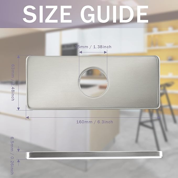 Litoexpe 6 Inch Sink Hole Cover Faucet Deck Plate for Bathroom or Kitchen Faucet 1-3 Hole, Brushed Nickel Stainless Steel Sink Hole Escutcheon Plate