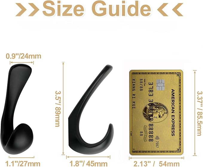 1 Pack Towel Hooks for Bathrooms Wall Mounted, Matte Black Bathroom Hooks for Towels, Robe & Towel Hook for Wall, Modern Black Bath Towel Hook