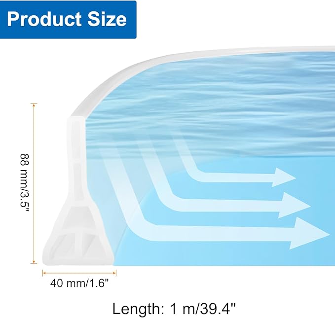 uxcell 39" Collapsible Shower Barrier Stopper 3.5" High Self-Adhesive Shower Water Splash Guard Blocker for Bathroom Kitchen Wet and Dry Separation, Transparent (Hollow, Triangle)