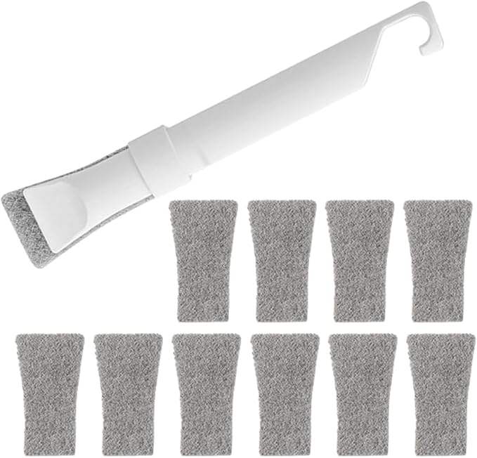 Corner Cleaning Brush and Gap Scraper Set with 10 Replacement Pads, Multifunctional Kitchen and Bathroom Detail Cleaning Kit for Tight Grooves, Tiles, Sink, and Window Tracks