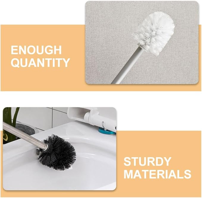 NUOBESTY 6pcs Toilet Brush Replacement Heads Plastic Brush Heads for Bathroom Cleaning for Home and Commercial Use White and Black Set
