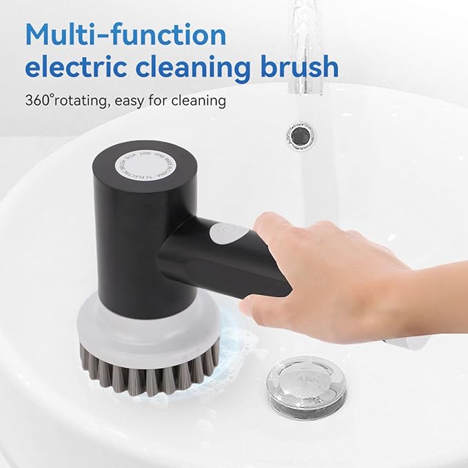Electric Spins Scrubber, Power Scrubber with 1200mAh Battery and 2 Speeds, Cordless Cleanings Brush with 4 Replaceable Brush Heads, for Bathtub Tile Kitchen Sink