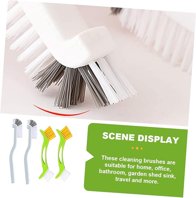 SAFIGLE 1set Double Head Grout Cleaner Brush Heavy Duty Scrub Brush for Deep Cleaning Bathtubs Sinks and Hard to Reach Areas Ergonomic Long Handle for Comfort and Efficiency 4pcs