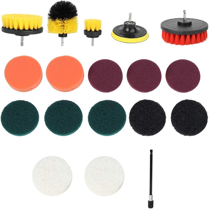 Cleaning Brush Set-18Pcs Electric Drill Brush Set Multifunction Power Cleaner Scrubber Attachments Home Cleaning Supplies
