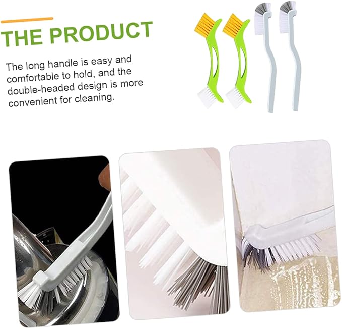 4-Piece Grout Cleaner and Scrub Brush Set Double-Headed Cleaning Brushes for Sinks Bottles and Tiles for Bathroom and Kitchen Cleaning