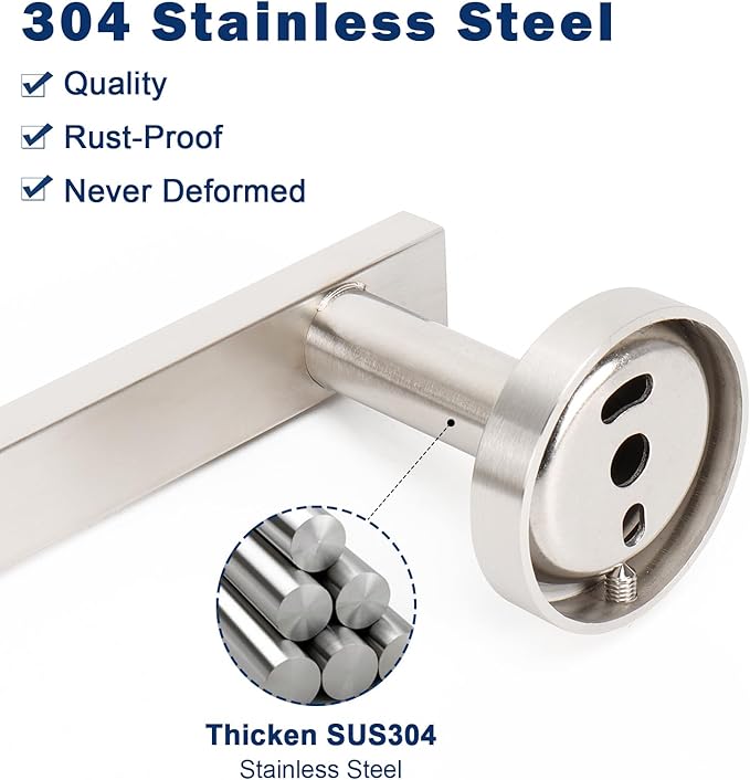NearMoon Bath Square Toilet Paper Holder, Premium SUS304 Stainless Steel Rustproof Wall Mounted Toilet Roll Holder for Bathroom, Kitchen, Washroom (Brushed Nickel)