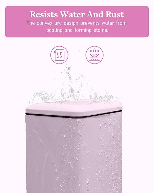 1.3 Gallon Trash Can with Removable Inner Bucket, Pink Trash Can with Soft Close lid, Stainless Steel Step Pedal Garbage Can for Bathroom, Living Room