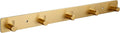Adhesive Bathroom Gold Hook Rail, 5 Brushed Gold Wall Key Hooks Rack Hanger Towel Robe Stick Door Hooks for Bathroom Toilet Entryway Hallway Kitchen Wall Mounted