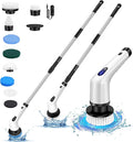 Electric Cleaning Brush Cordless Power Scrubber, Variable Speed Electric Scrubbing Brush 10 Replaceable Brush Heads Floor Scrubber, 2 * 1500mAh Battery, Adjustable Long Handle
