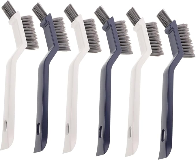 BESTYASH 6pcs Bathroom Cleaning Brush with Tough Abs Bristles for Shower Floor Tile Grout and Tight Spaces Scrub Brushes for Area Cleaning in Toilet Kitchen and Laundry
