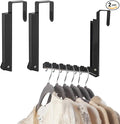 2 Pack Over The Door Hooks Hanger for Clothes, Foldable Over The Door Drying Rack for Laundry, Overdoor Hanger Hook with 6 Groves for Towel, Coat, Black