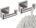 KOKOSIRI Robe Hook Bathroom Double Towel Coat Hooks for Bath Kitchen Wall Mounted, 2 Pack Brushed Nickel Stainless Steel B1015BR-P2