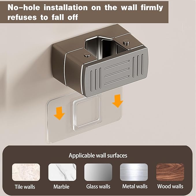 4 Pack Broom Holder Wall Mount,Self Adhesive Anti-Slip Mop and Broom Holder Wall Mount for Kitchen, Bathroom, Closet, Garden Garage, Gray
