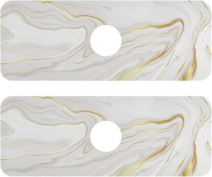 Kitchen Sink Splash Guard Sink Faucet Mat Faucet Handle Drip Catcher Drain Mats for Kitchen Bathroom Countertop Absorbent Dish Drying Mat Pad 2pack 30x5.4Inch White Marble Texture